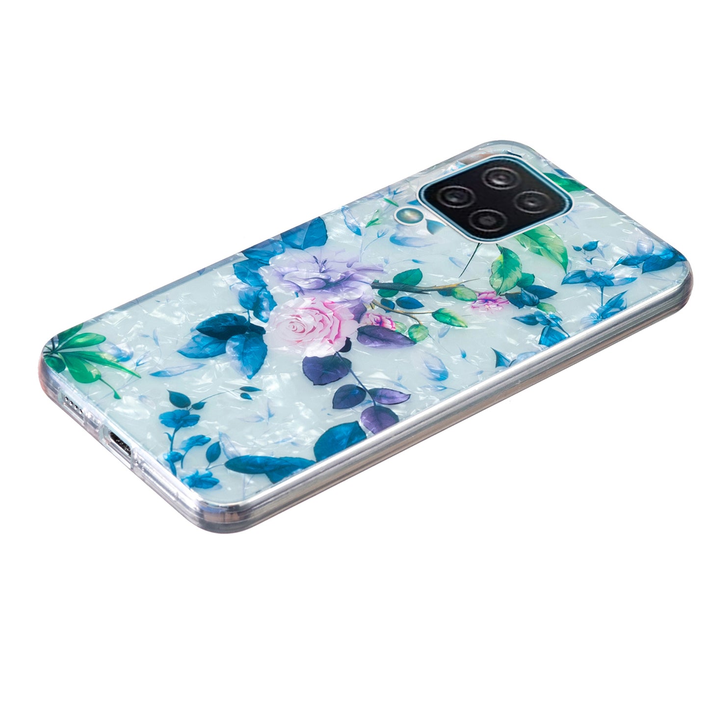 For Samsung Galaxy A12 IMD Design Soft TPU Phone Case Shell Pattern Marble Flower Cover