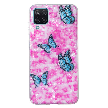 For Samsung Galaxy A12 IMD Design Soft TPU Phone Case Shell Pattern Marble Flower Cover