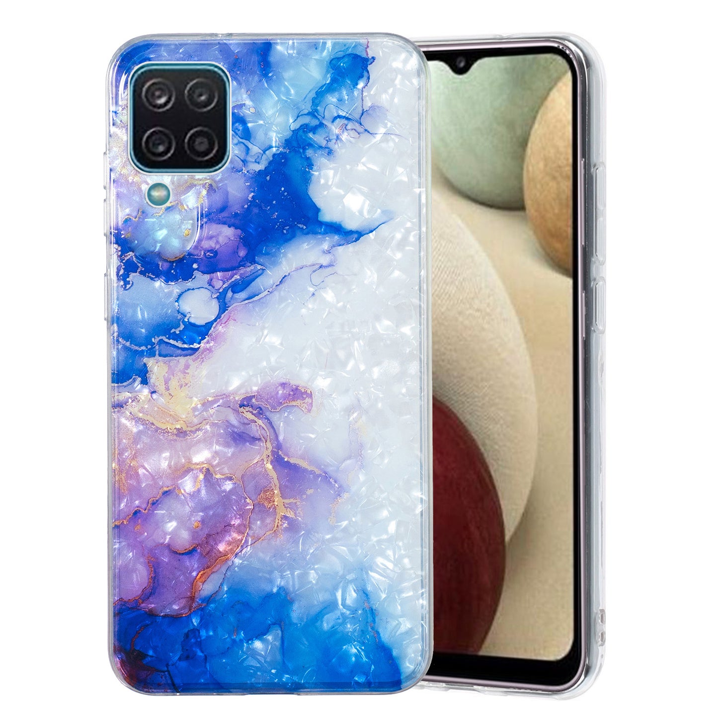 For Samsung Galaxy A12 IMD Design Soft TPU Phone Case Shell Pattern Marble Flower Cover