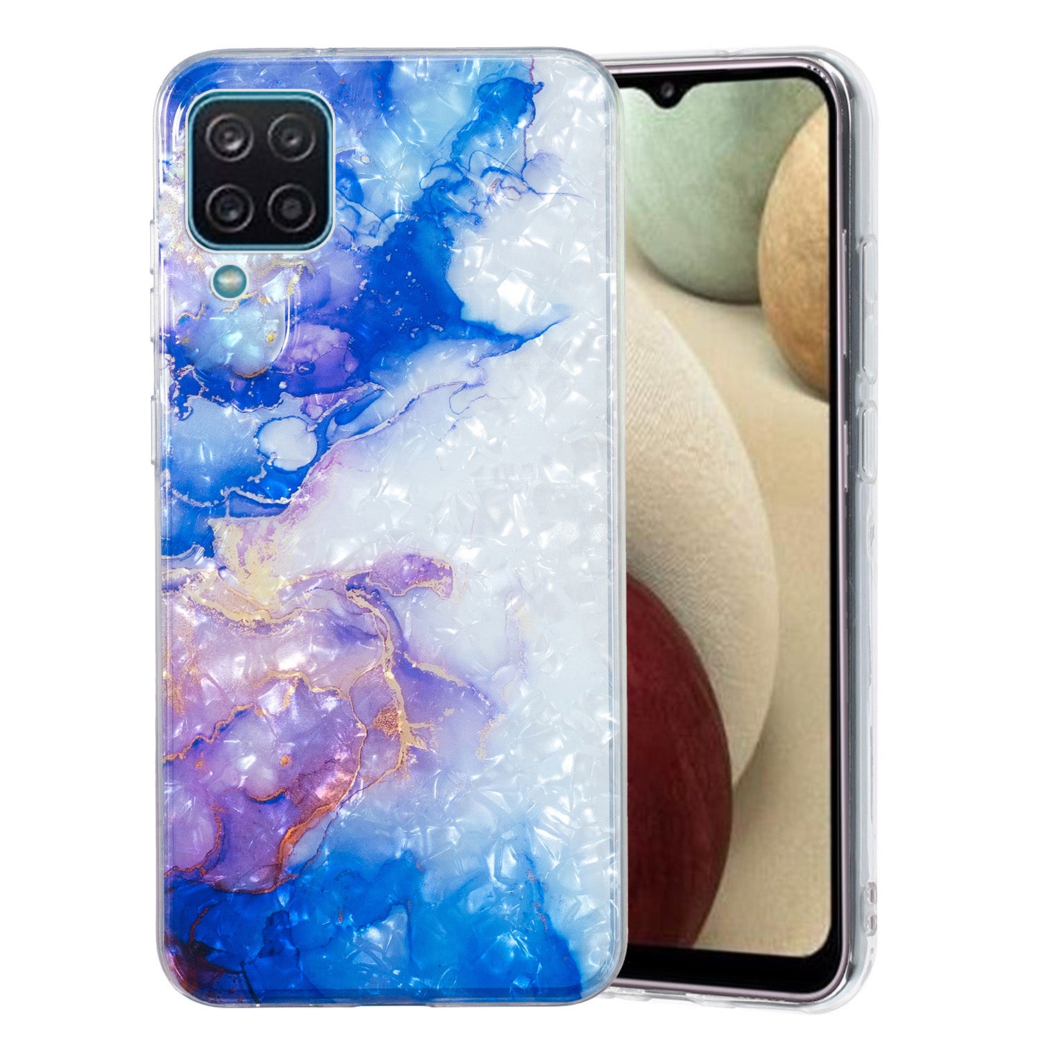For Samsung Galaxy A12 IMD Design Soft TPU Phone Case Shell Pattern Marble Flower Cover