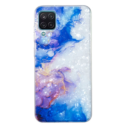 For Samsung Galaxy A12 IMD Design Soft TPU Phone Case Shell Pattern Marble Flower Cover