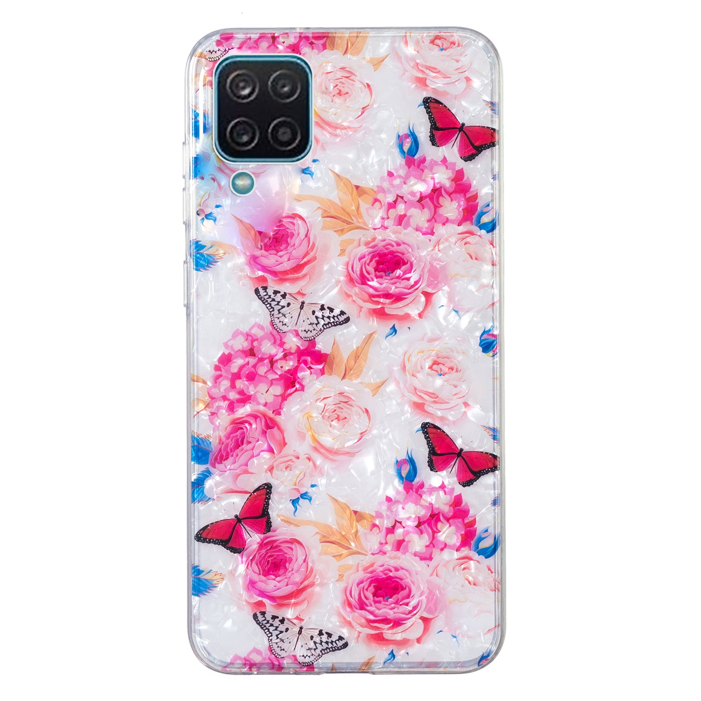 For Samsung Galaxy A12 IMD Design Soft TPU Phone Case Shell Pattern Marble Flower Cover