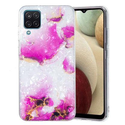 For Samsung Galaxy A12 IMD Design Soft TPU Phone Case Shell Pattern Marble Flower Cover