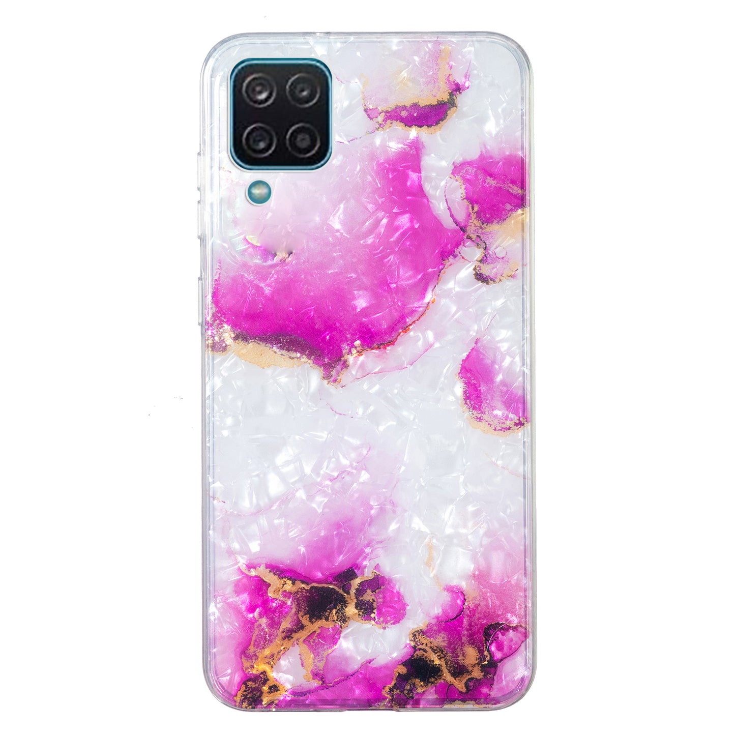 For Samsung Galaxy A12 IMD Design Soft TPU Phone Case Shell Pattern Marble Flower Cover