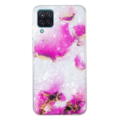 For Samsung Galaxy A12 IMD Design Soft TPU Phone Case Shell Pattern Marble Flower Cover