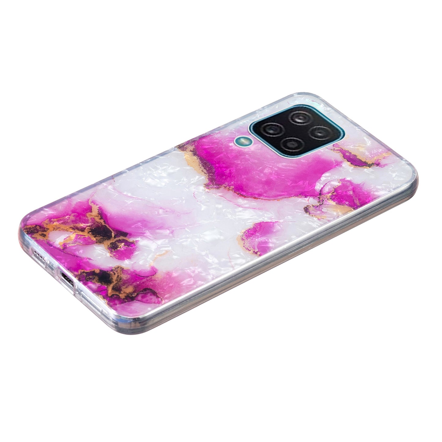 For Samsung Galaxy A12 IMD Design Soft TPU Phone Case Shell Pattern Marble Flower Cover