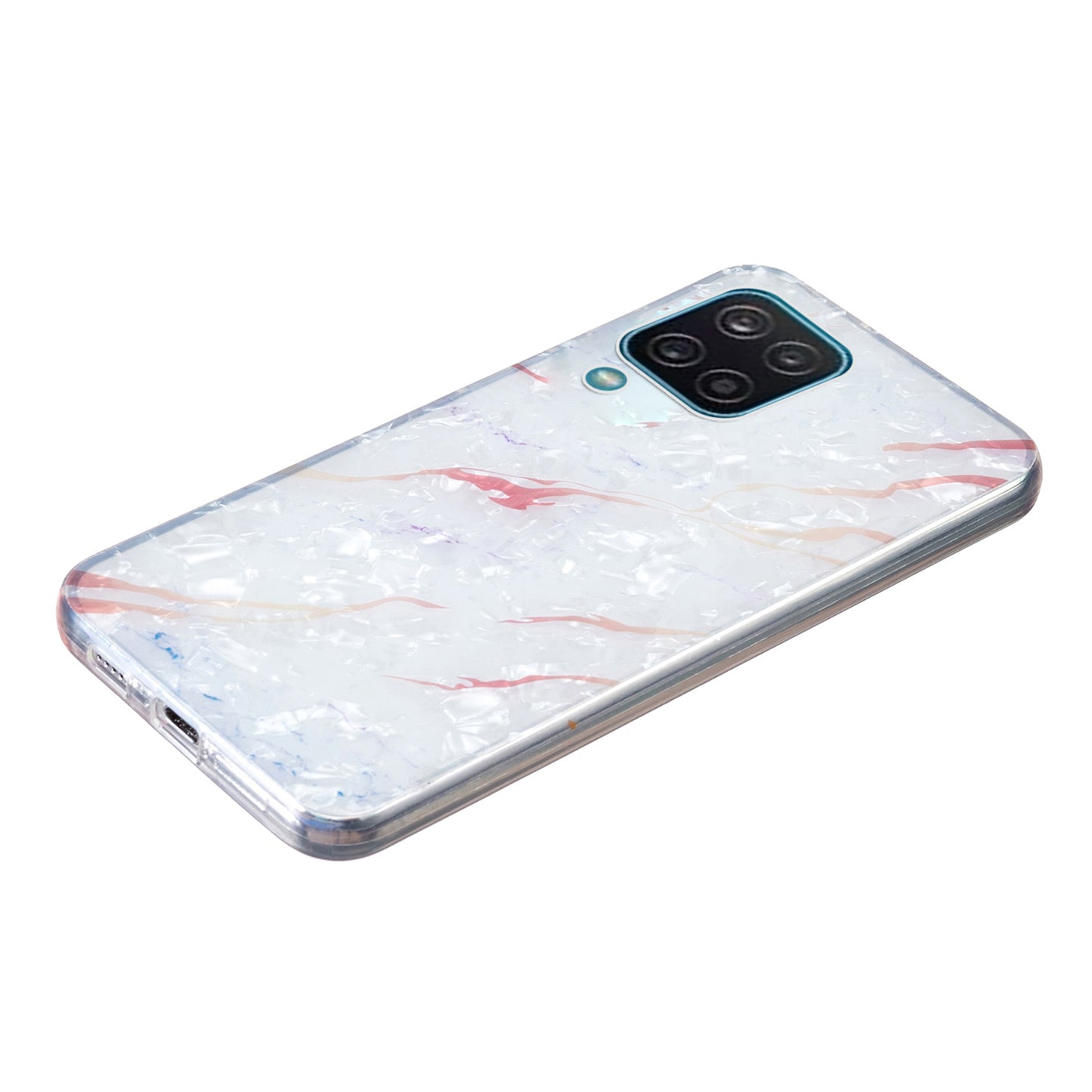 For Samsung Galaxy A12 IMD Design Soft TPU Phone Case Shell Pattern Marble Flower Cover