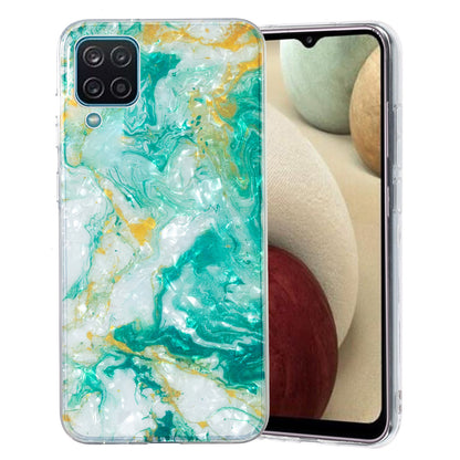 For Samsung Galaxy A12 IMD Design Soft TPU Phone Case Shell Pattern Marble Flower Cover