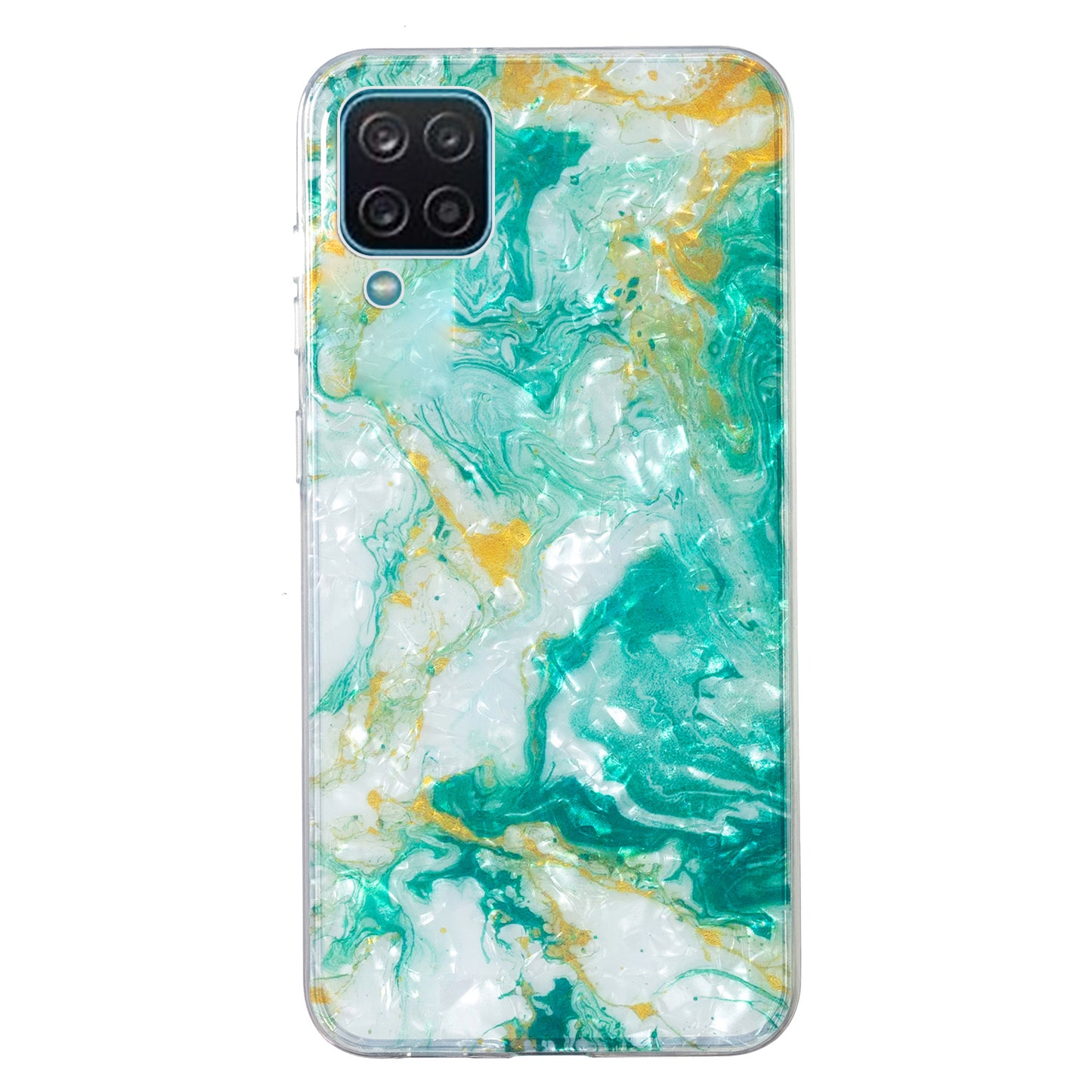 For Samsung Galaxy A12 IMD Design Soft TPU Phone Case Shell Pattern Marble Flower Cover