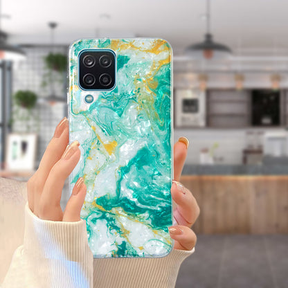 For Samsung Galaxy A12 IMD Design Soft TPU Phone Case Shell Pattern Marble Flower Cover