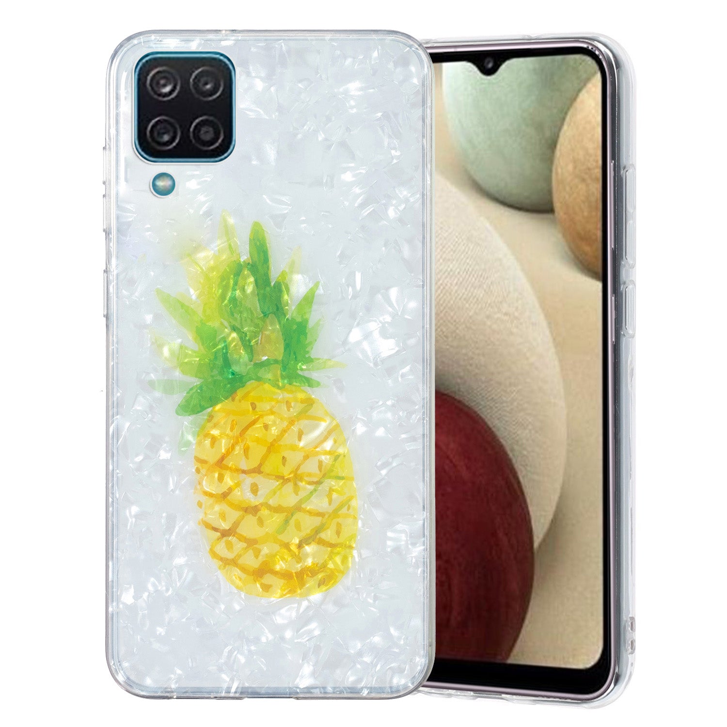 For Samsung Galaxy A12 IMD Design Soft TPU Phone Case Shell Pattern Marble Flower Cover