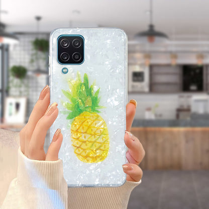 For Samsung Galaxy A12 IMD Design Soft TPU Phone Case Shell Pattern Marble Flower Cover