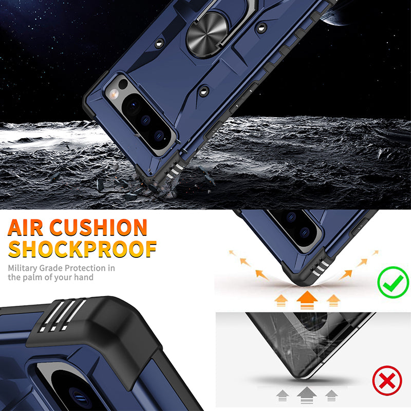 For Google Pixel 8 Pro Hard PC Soft TPU Rugged Cover Ring Kickstand Anti-Scratch Phone Case