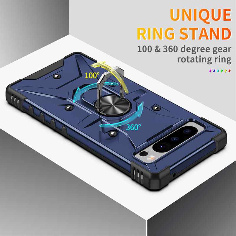 For Google Pixel 8 Pro Hard PC Soft TPU Rugged Cover Ring Kickstand Anti-Scratch Phone Case
