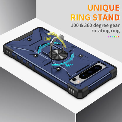 For Google Pixel 8 Pro Hard PC Soft TPU Rugged Cover Ring Kickstand Anti-Scratch Phone Case
