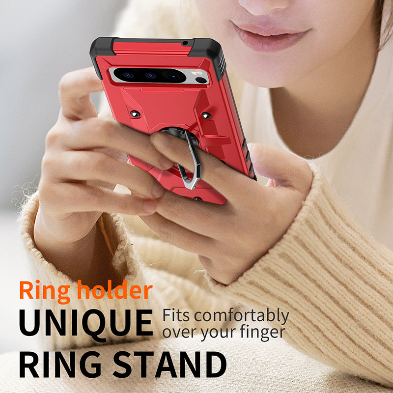 For Google Pixel 8 Pro Hard PC Soft TPU Rugged Cover Ring Kickstand Anti-Scratch Phone Case