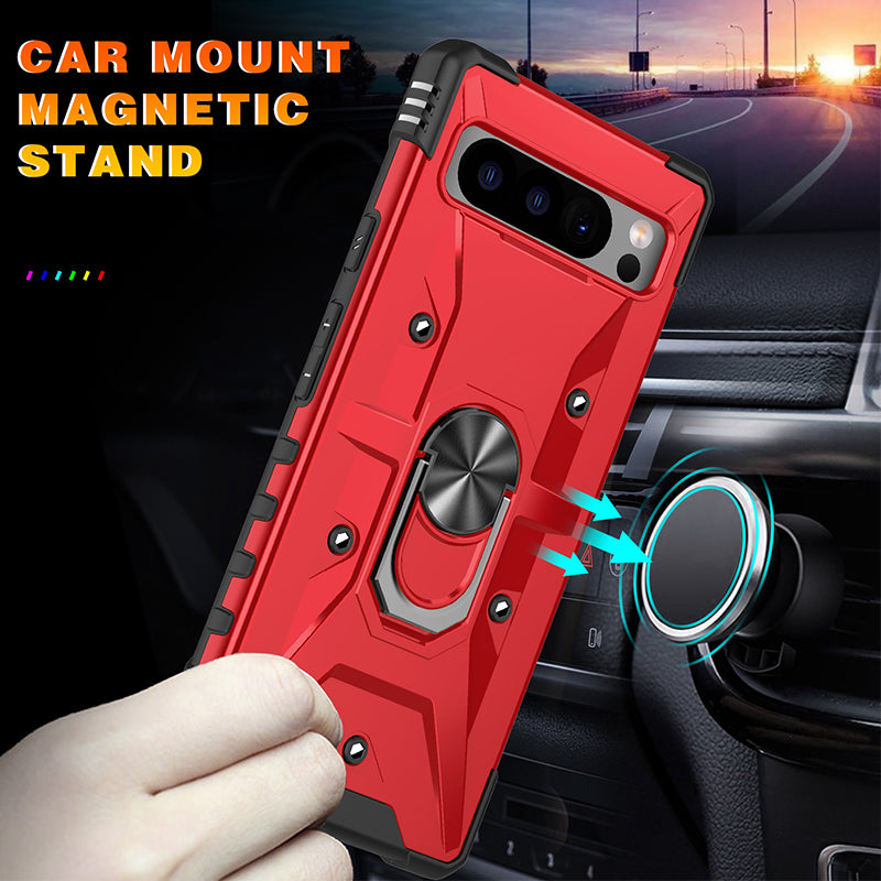 For Google Pixel 8 Pro Hard PC Soft TPU Rugged Cover Ring Kickstand Anti-Scratch Phone Case