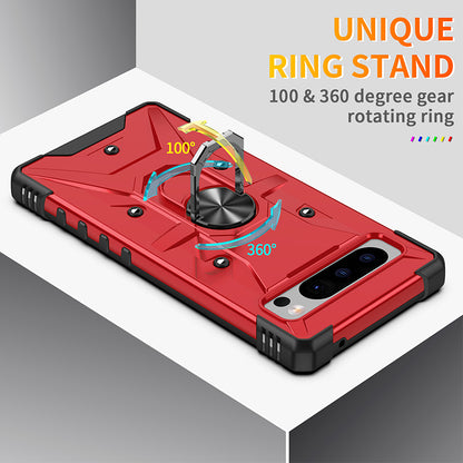 For Google Pixel 8 Pro Hard PC Soft TPU Rugged Cover Ring Kickstand Anti-Scratch Phone Case