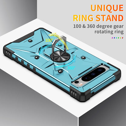 For Google Pixel 8 Pro Hard PC Soft TPU Rugged Cover Ring Kickstand Anti-Scratch Phone Case