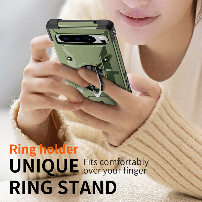 For Google Pixel 8 Pro Hard PC Soft TPU Rugged Cover Ring Kickstand Anti-Scratch Phone Case