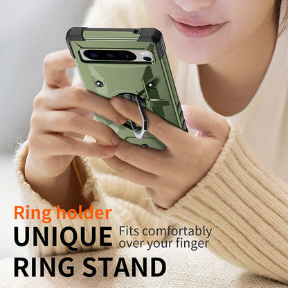 For Google Pixel 8 Pro Hard PC Soft TPU Rugged Cover Ring Kickstand Anti-Scratch Phone Case