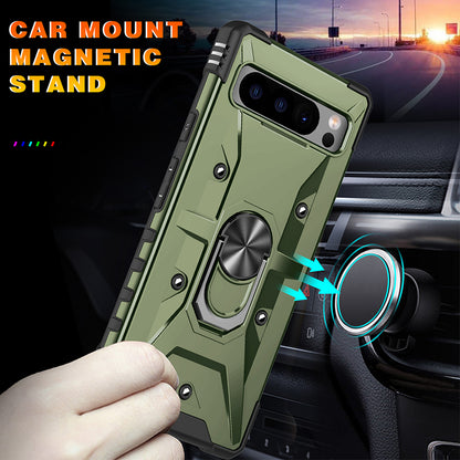 For Google Pixel 8 Pro Hard PC Soft TPU Rugged Cover Ring Kickstand Anti-Scratch Phone Case