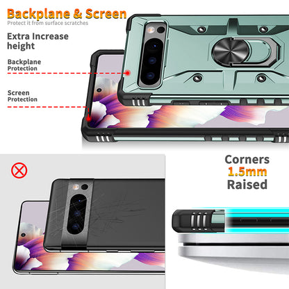 For Google Pixel 8 Pro Hard PC Soft TPU Rugged Cover Ring Kickstand Anti-Scratch Phone Case