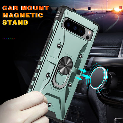 For Google Pixel 8 Pro Hard PC Soft TPU Rugged Cover Ring Kickstand Anti-Scratch Phone Case