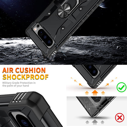 For Google Pixel 8 TPU+ PC Combination Protective Case Ring Holder Kickstand Shockproof Phone Cover