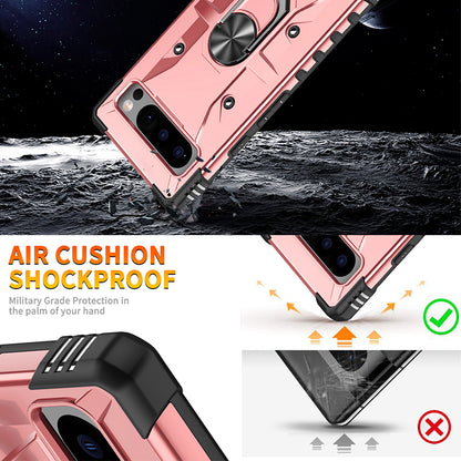 For Google Pixel 8 TPU+ PC Combination Protective Case Ring Holder Kickstand Shockproof Phone Cover