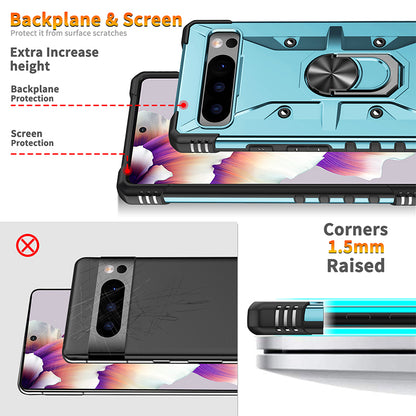 For Google Pixel 8 TPU+ PC Combination Protective Case Ring Holder Kickstand Shockproof Phone Cover