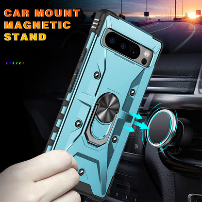 For Google Pixel 8 TPU+ PC Combination Protective Case Ring Holder Kickstand Shockproof Phone Cover