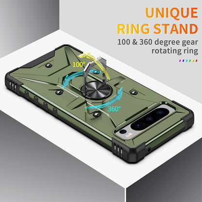 For Google Pixel 8 TPU+ PC Combination Protective Case Ring Holder Kickstand Shockproof Phone Cover