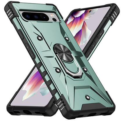 For Google Pixel 8 TPU+ PC Combination Protective Case Ring Holder Kickstand Shockproof Phone Cover