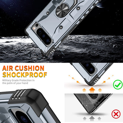 For Google Pixel 8 TPU+ PC Combination Protective Case Ring Holder Kickstand Shockproof Phone Cover