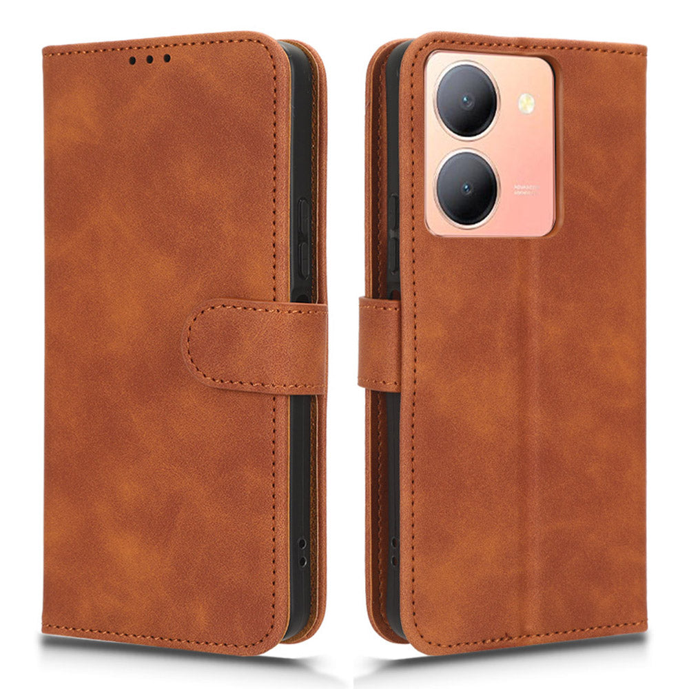 For vivo Y78 5G PU Leather Wallet Cover Flip Stand Skin-touch Magnetic Clasp Phone Case