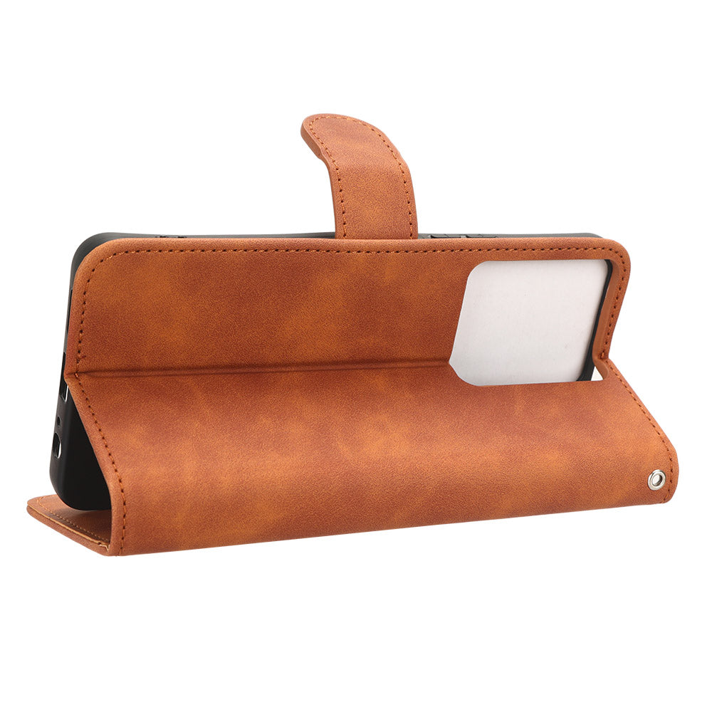 For vivo Y78 5G PU Leather Wallet Cover Flip Stand Skin-touch Magnetic Clasp Phone Case