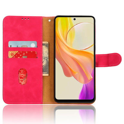 For vivo Y78 5G PU Leather Wallet Cover Flip Stand Skin-touch Magnetic Clasp Phone Case