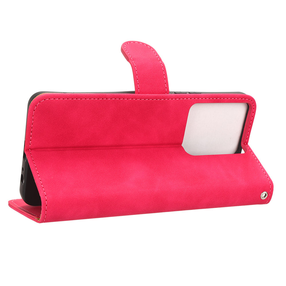 For vivo Y78 5G PU Leather Wallet Cover Flip Stand Skin-touch Magnetic Clasp Phone Case