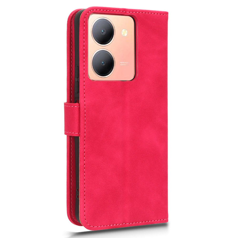For vivo Y78 5G PU Leather Wallet Cover Flip Stand Skin-touch Magnetic Clasp Phone Case