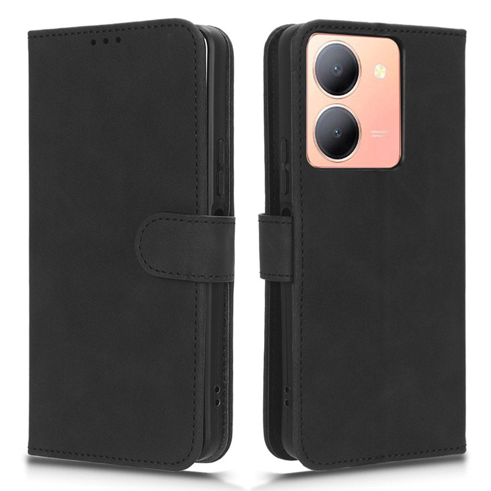 For vivo Y78 5G PU Leather Wallet Cover Flip Stand Skin-touch Magnetic Clasp Phone Case