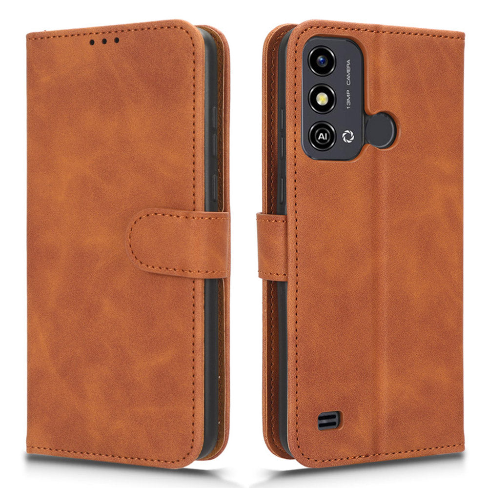 For ZTE Blade A53 Skin-touch PU Leather Wallet Flip Cover Folding Stand Phone Case