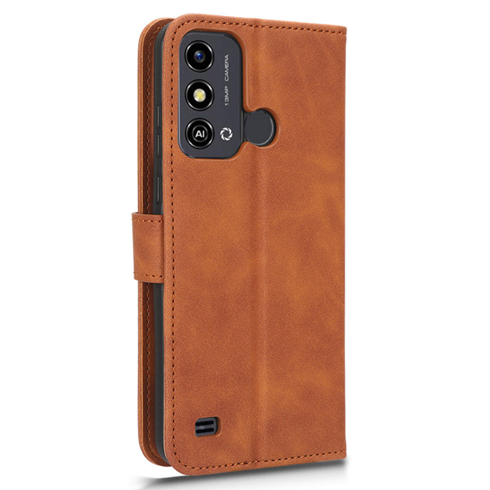 For ZTE Blade A53 Skin-touch PU Leather Wallet Flip Cover Folding Stand Phone Case