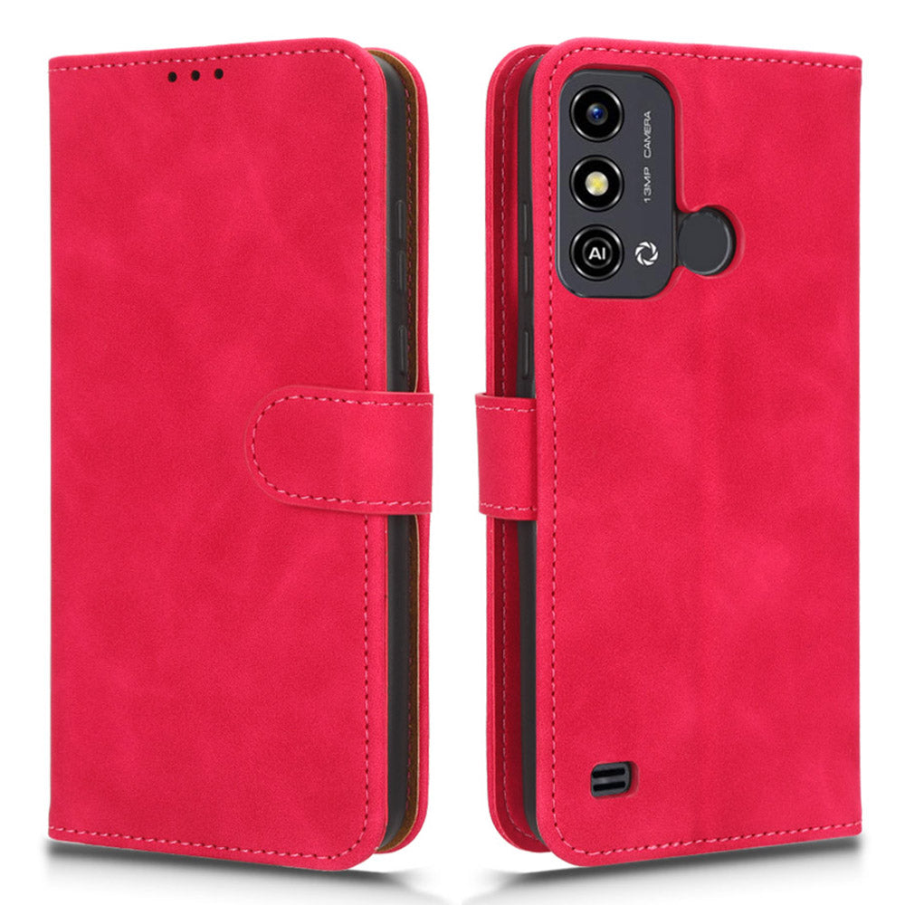For ZTE Blade A53 Skin-touch PU Leather Wallet Flip Cover Folding Stand Phone Case