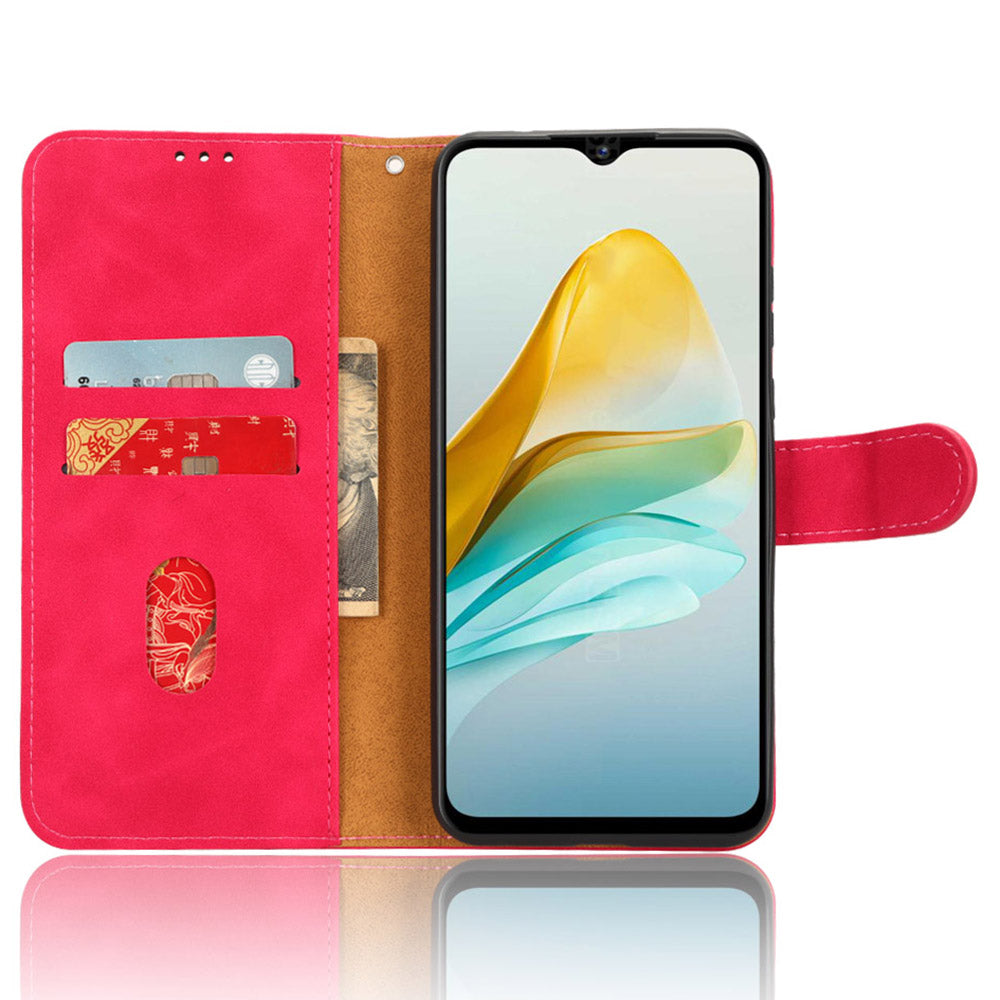 For ZTE Blade A53 Skin-touch PU Leather Wallet Flip Cover Folding Stand Phone Case