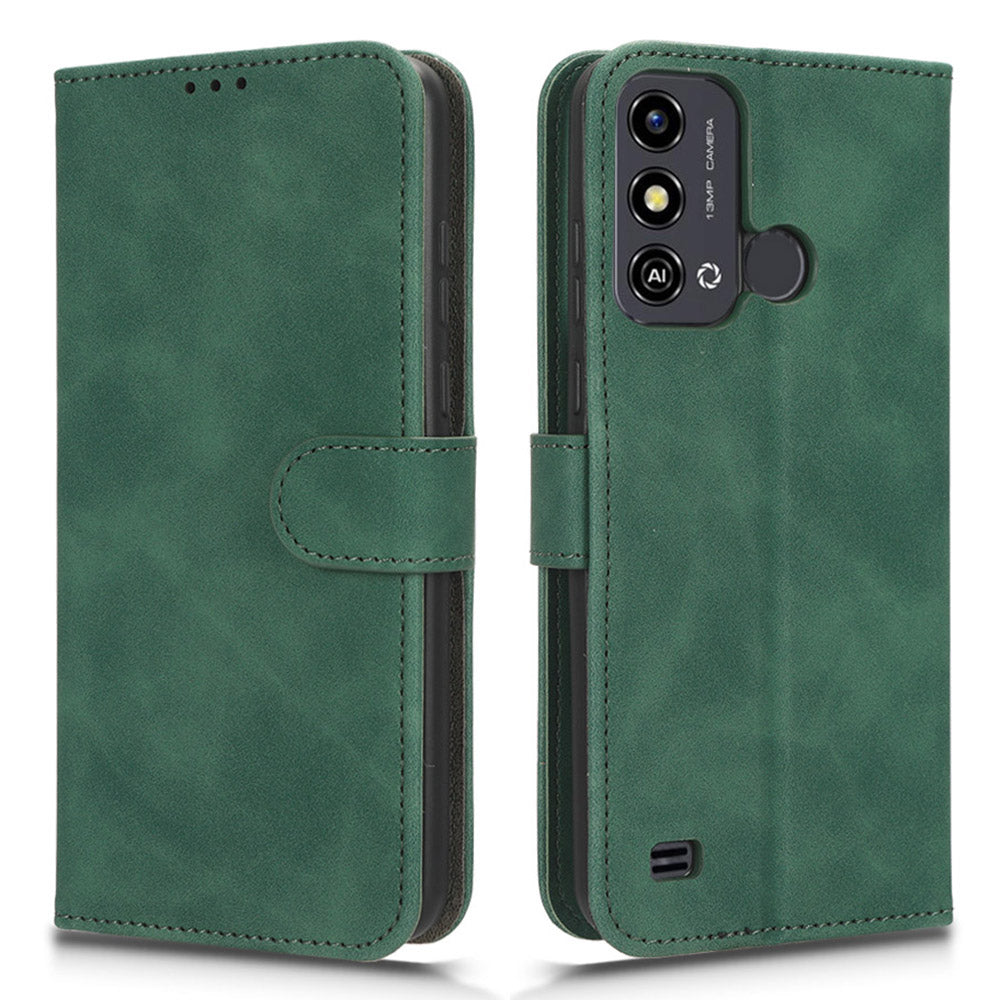 For ZTE Blade A53 Skin-touch PU Leather Wallet Flip Cover Folding Stand Phone Case
