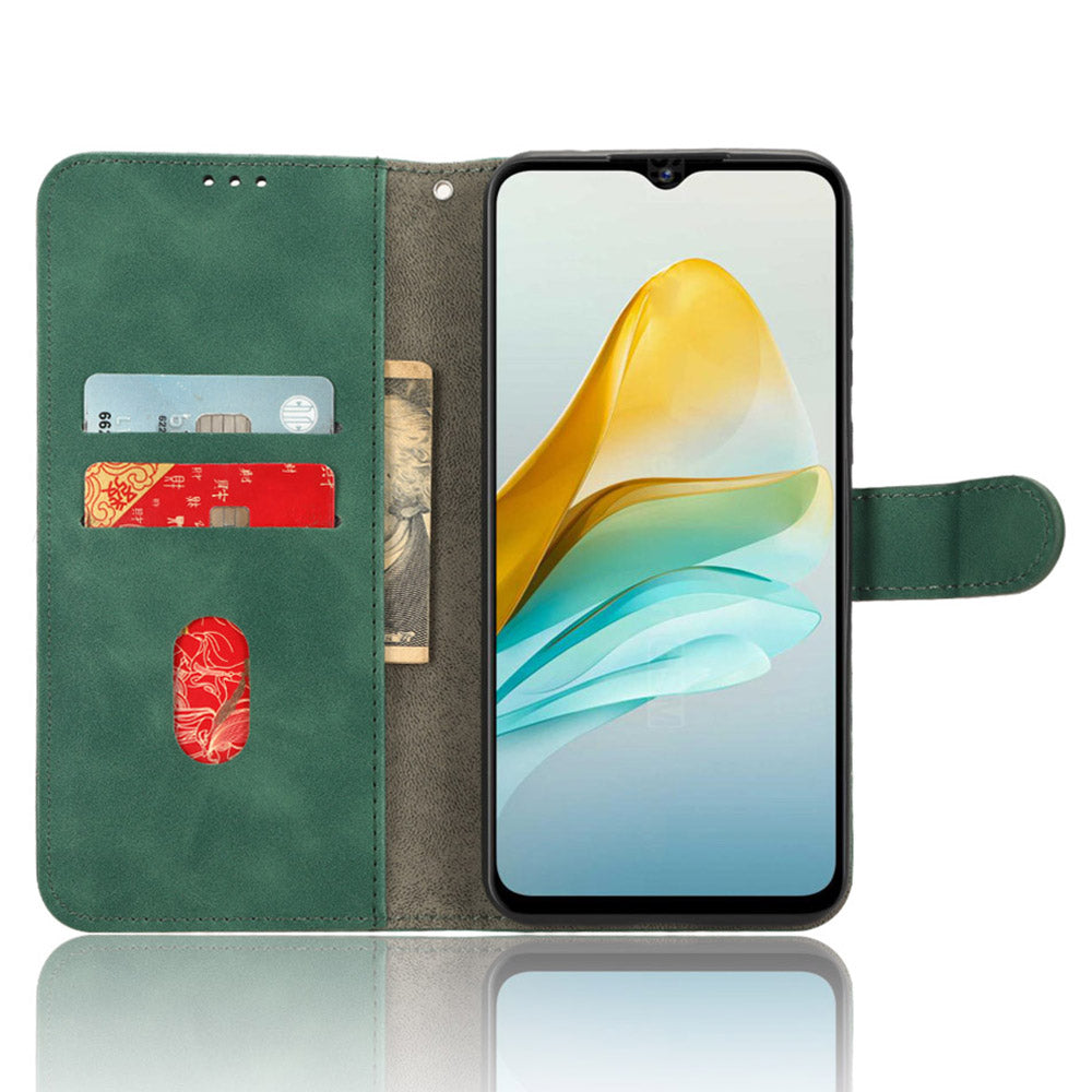 For ZTE Blade A53 Skin-touch PU Leather Wallet Flip Cover Folding Stand Phone Case