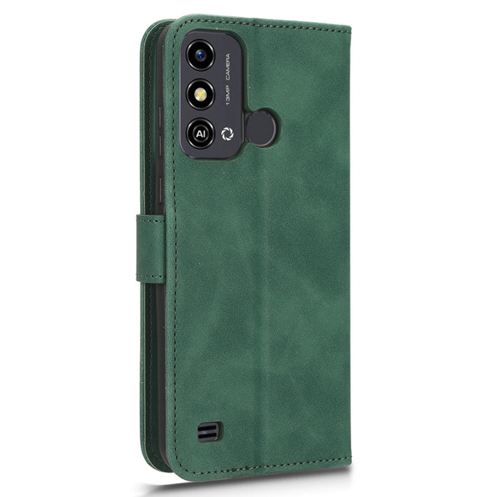 For ZTE Blade A53 Skin-touch PU Leather Wallet Flip Cover Folding Stand Phone Case