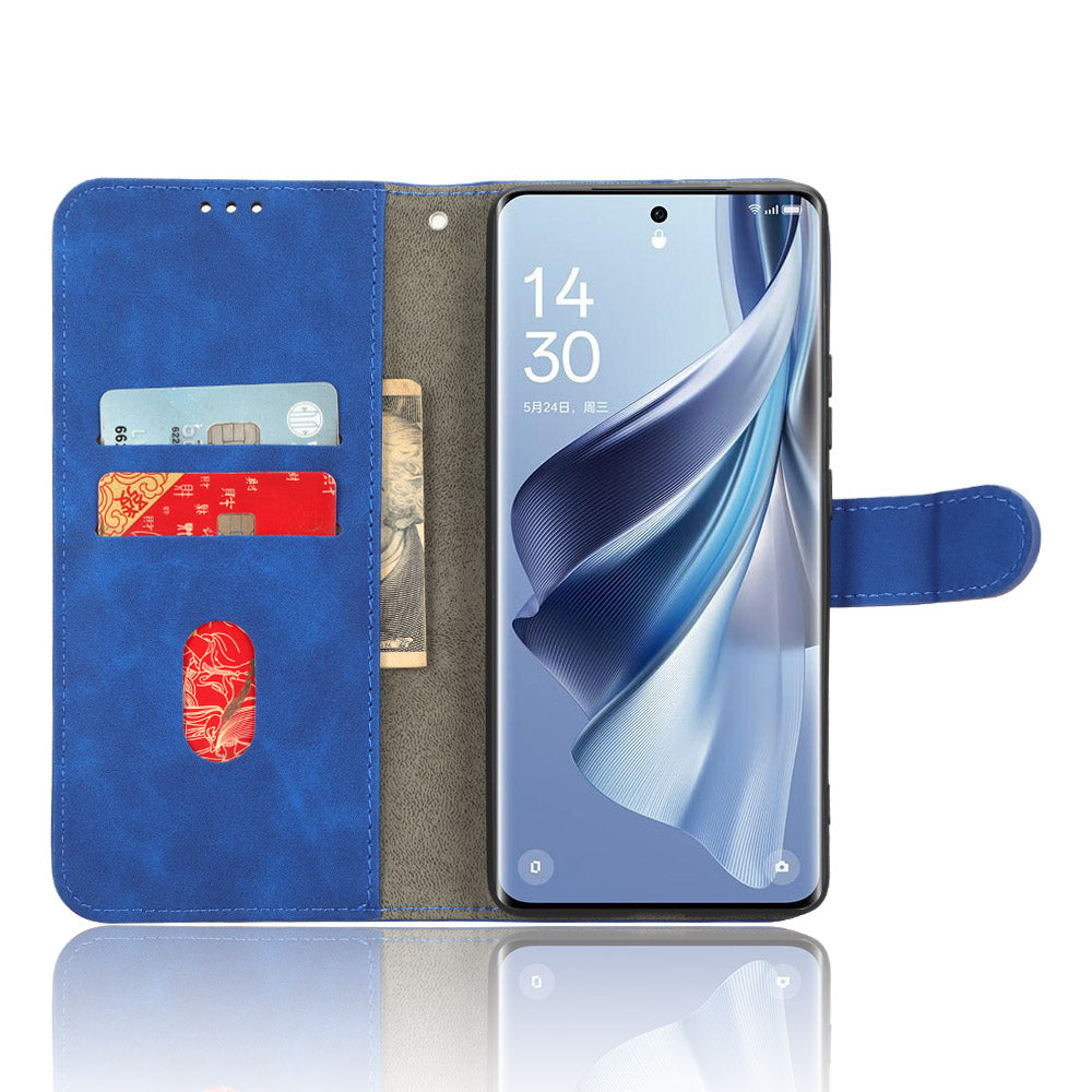 For Oppo Reno10 Pro+ 5G Skin-touch PU Leather Wallet Cover Flip Stand Anti-drop Phone Case