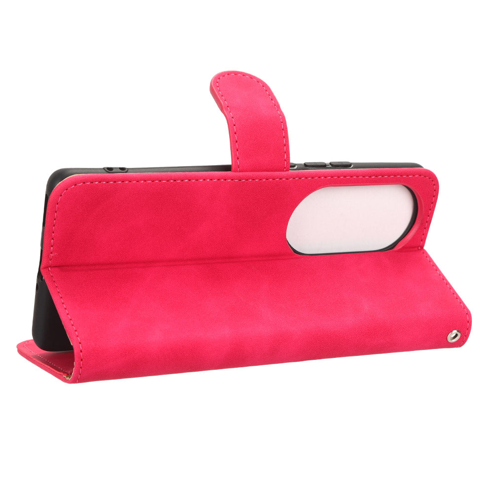 For Oppo Reno10 Pro+ 5G Skin-touch PU Leather Wallet Cover Flip Stand Anti-drop Phone Case